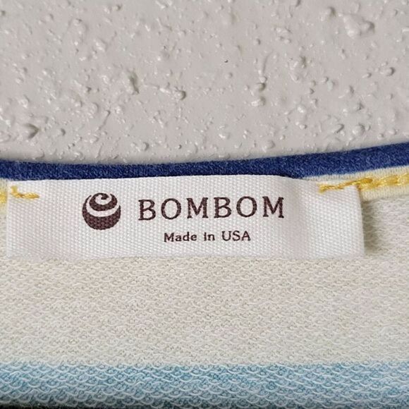 3 / $30 Bombom USA Dress Large Blue Stripe Colorful Knit Elastic Waist - Picture 5 of 9